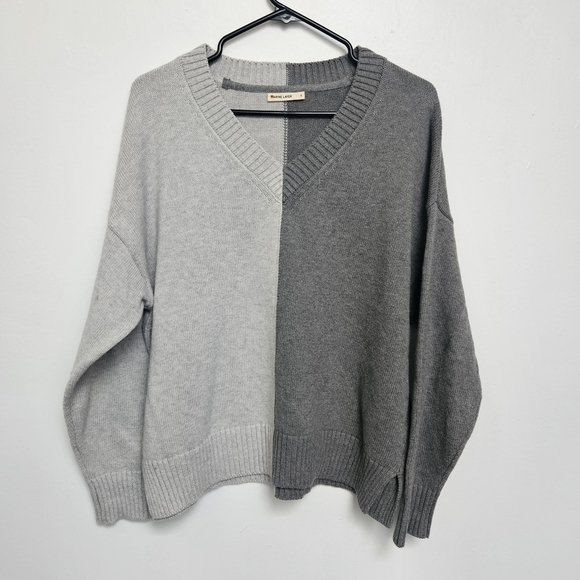 Marine Layer Sweaters - Marine LayerTwo-Tone Gray Women's Sz S Oversized Boxy Merino Wool Blend Sweater